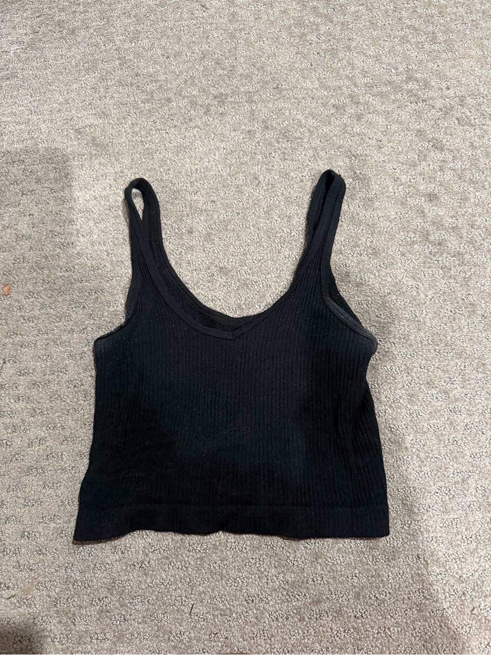 Urban Outfitters Black Ribbed V-Neck Crop Tank